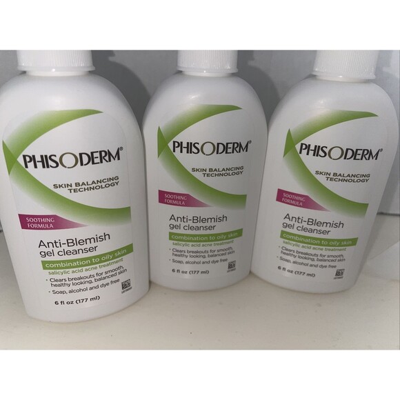 LOT OF 3 Phisoderm Anti Blemish Gel Cleanser Soothing Formula 6 Oz Ea - Picture 2 of 3